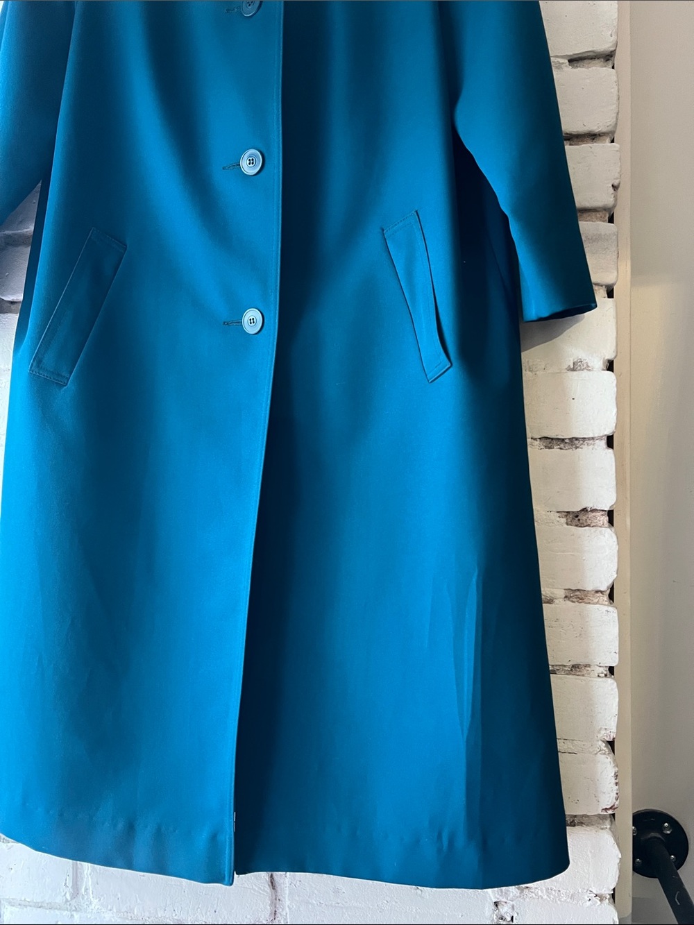 Vintage Teal Trench Coat with Button Front misty harbour crepe coat - Picture 3 of 5